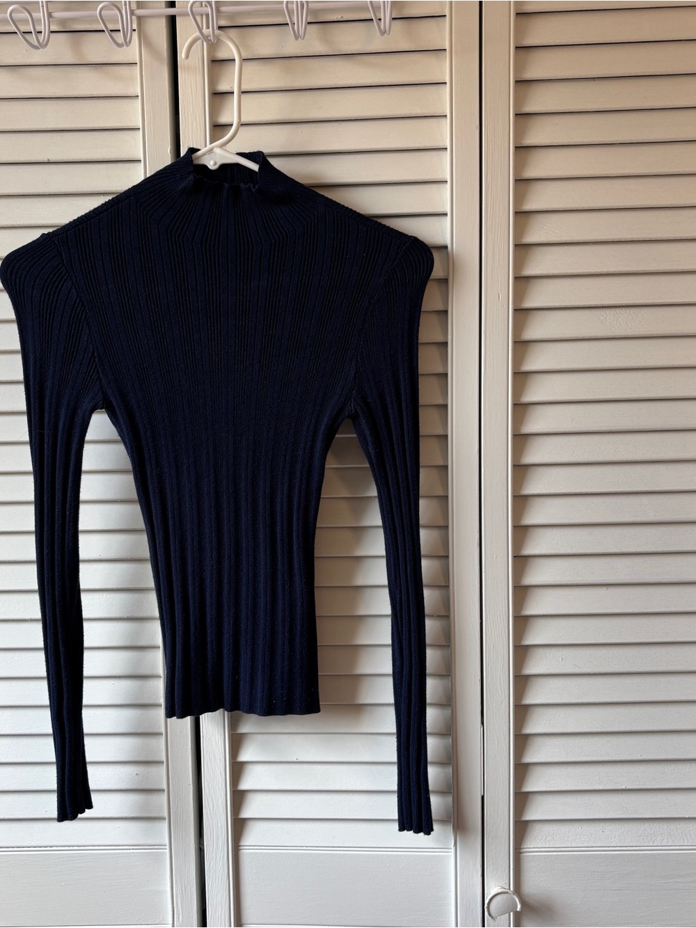 Abercrombie & Fitch Navy Ribbed Mock Neck Sweater